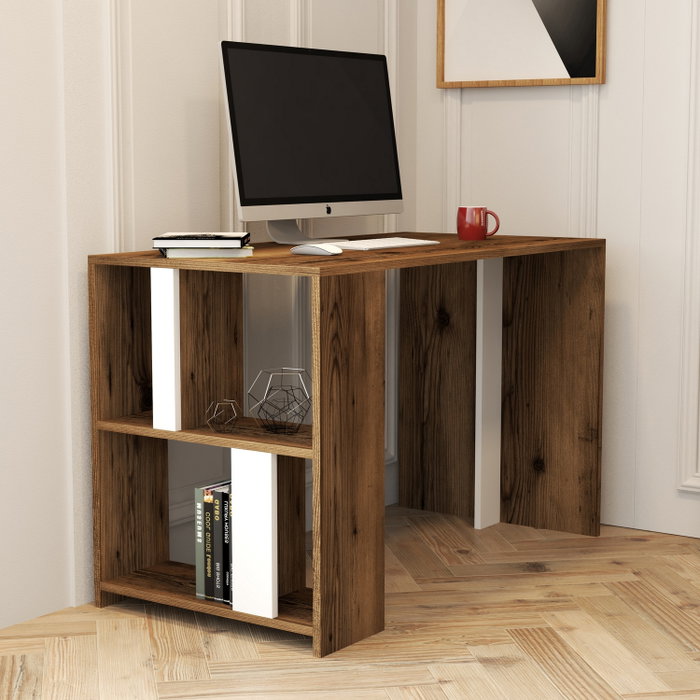 Hanah Home Mesa de estudio Lima Walnut, White